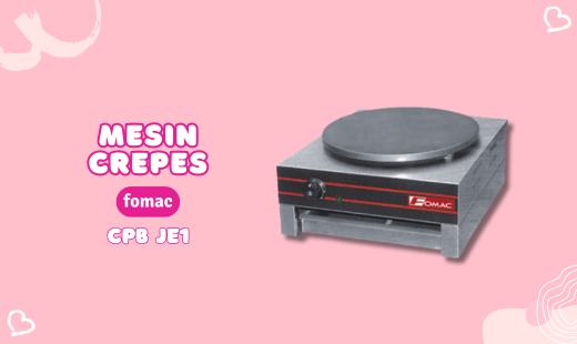 Crepe Machine adalah alat yang digunakan untuk membuat kulit kue crepes. Crepes merupakan panganan yang dibuat dengan cara menuangkan adonan cair tipis ke wajan yang panas atau hot plate datar berbentuk bulat yang terlebih dahulu diolesi mentega. Beli Produk FOMAC termurah di Indonesia sekarang dan temukan diskon Produk FOMAC lainnya untuk mendapatkan harga terbaik. Nikmati promo dan tawaran ekslusif untuk produk FOMAC disertai dengan Layanan Customer service terbaik dan berbagai pilihan jenis pengiriman dan pembayaran termudah.