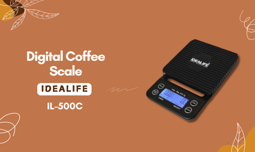 IDEALIFE Digital Coffe Scale IL-500c merupakan produk timbangan elektronik yang memiliki tingkat akurasi sampai 0,1 gram dan kapasitas maksimumnya adalah 3 kg. Fitur lain yang melengkapi timbangan ini adalah adanya tombol zero/tare function. Tombol tersebut berfungsi untuk membuat timbangan tersebut berada dalam skala 0,0. Selain itu, timbangan ini juga dilengkapi dengan LCD Display untuk menampilkan skala elektroniknya. Daya yang digunakan pada produk ini berasal dari batu battery dengan membutuhkan dua buah batu battery berukuran AAA.