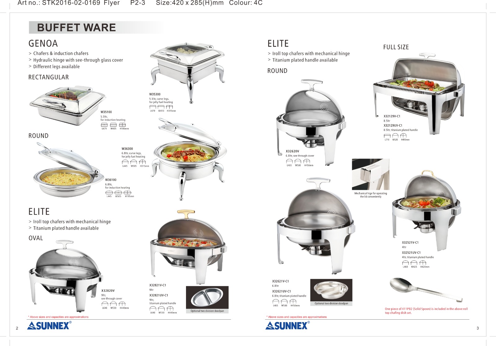 Pemanas Makanan Chafing Dish 9 L Oval SUNNEX Elite X32821V-C1